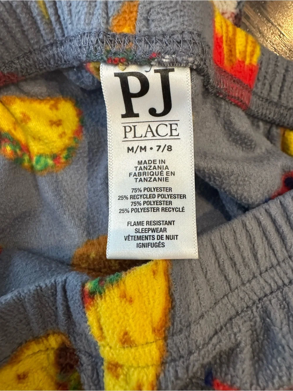 PJ Place Kids Gray Fast Food Fleece Pajama Pants | Size M (7/8)